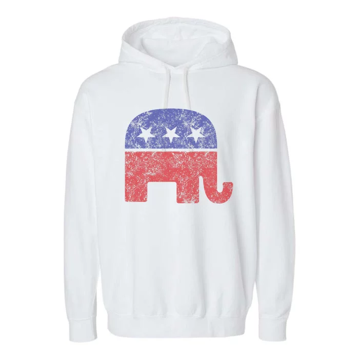 Republican Elephant Vintage Logo Gift Garment-Dyed Fleece Hoodie