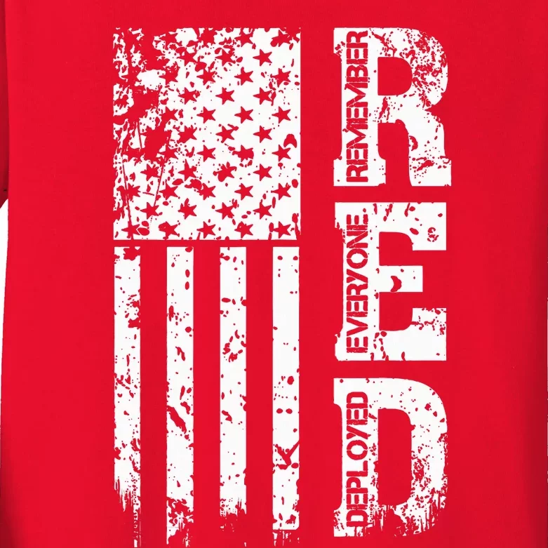 Remember Everyone Veteran Deployed RED Friday Kids Long Sleeve Shirt