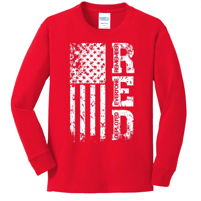 Remember Everyone Veteran Deployed RED Friday Kids Long Sleeve Shirt