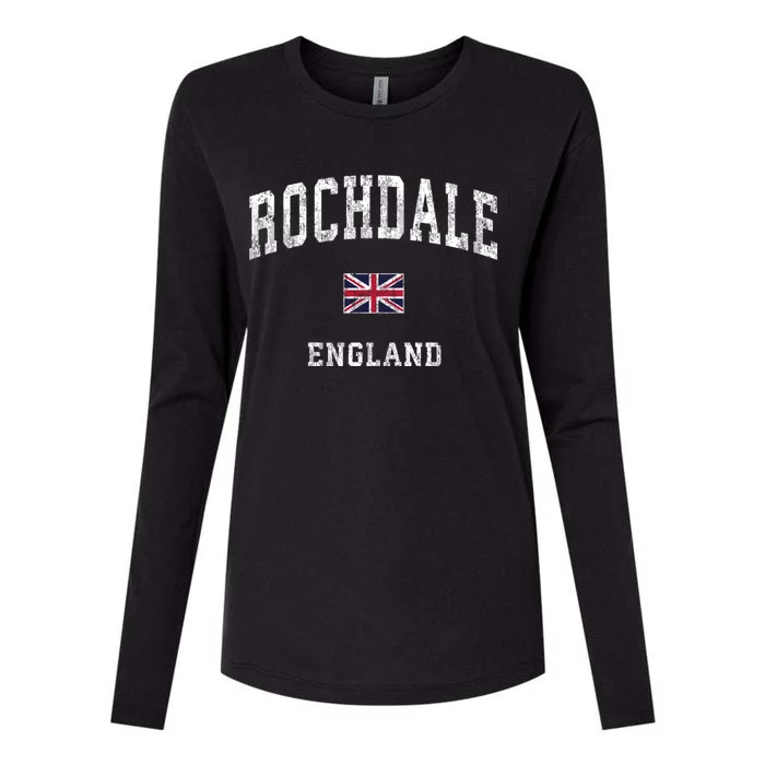 Rochdale England Vintage Athletic Sports Womens Cotton Relaxed Long Sleeve T-Shirt