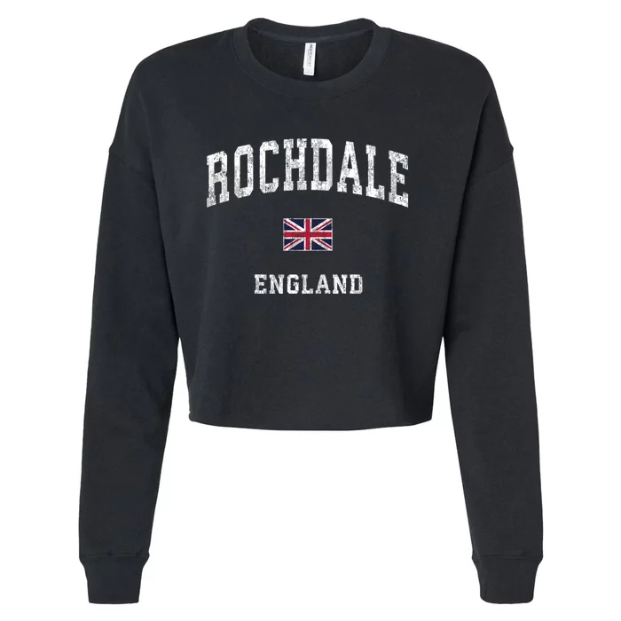 Rochdale England Vintage Athletic Sports Cropped Pullover Crew