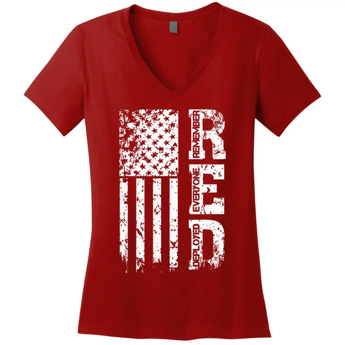 Remember Everyone Veteran Deployed RED Friday Women's V-Neck T-Shirt