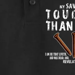 Revelation My Savior Is Tougher Than Nails Dry Zone Grid Performance Polo