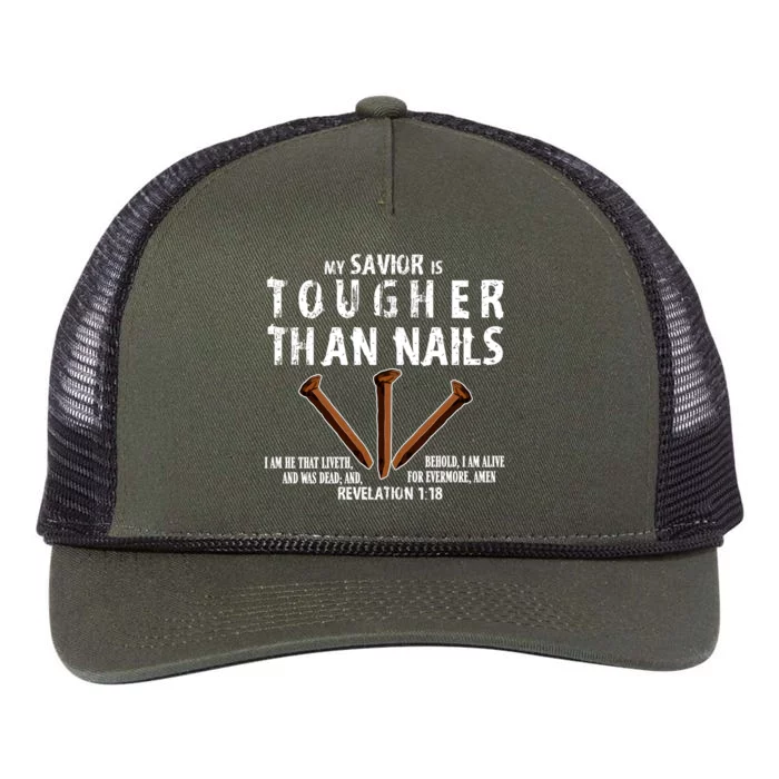 Revelation My Savior Is Tougher Than Nails Retro Rope Trucker Hat Cap