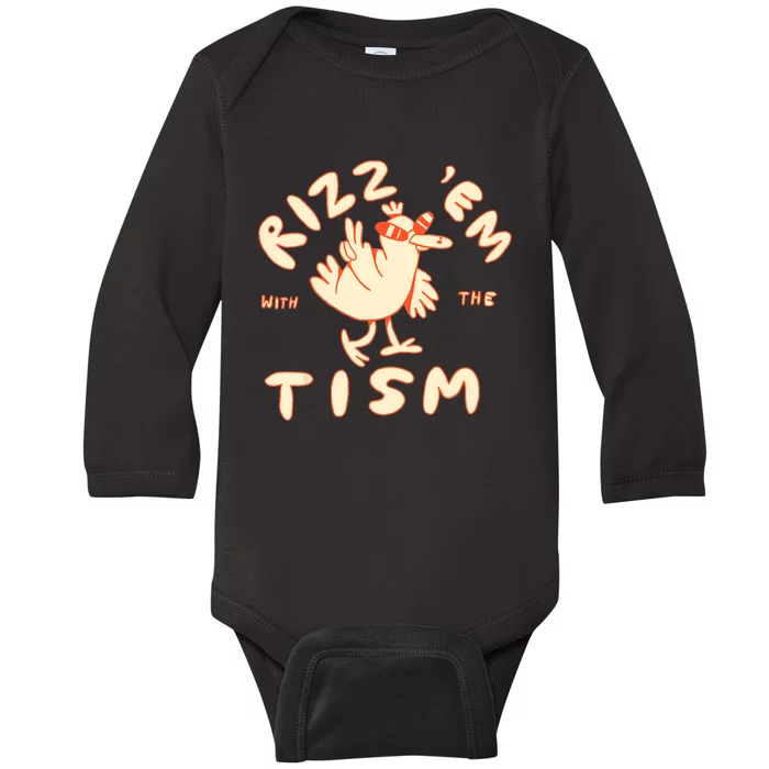 Rizz Em With The Tism Baby Long Sleeve Bodysuit