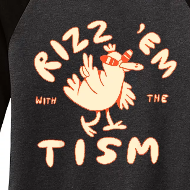 Rizz Em With The Tism Women's Tri-Blend 3/4-Sleeve Raglan Shirt