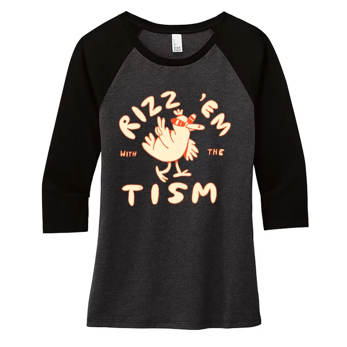 Rizz Em With The Tism Women's Tri-Blend 3/4-Sleeve Raglan Shirt