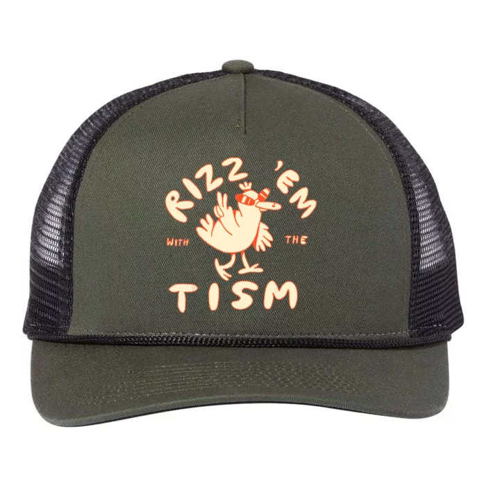 Rizz Em With The Tism Retro Rope Trucker Hat Cap