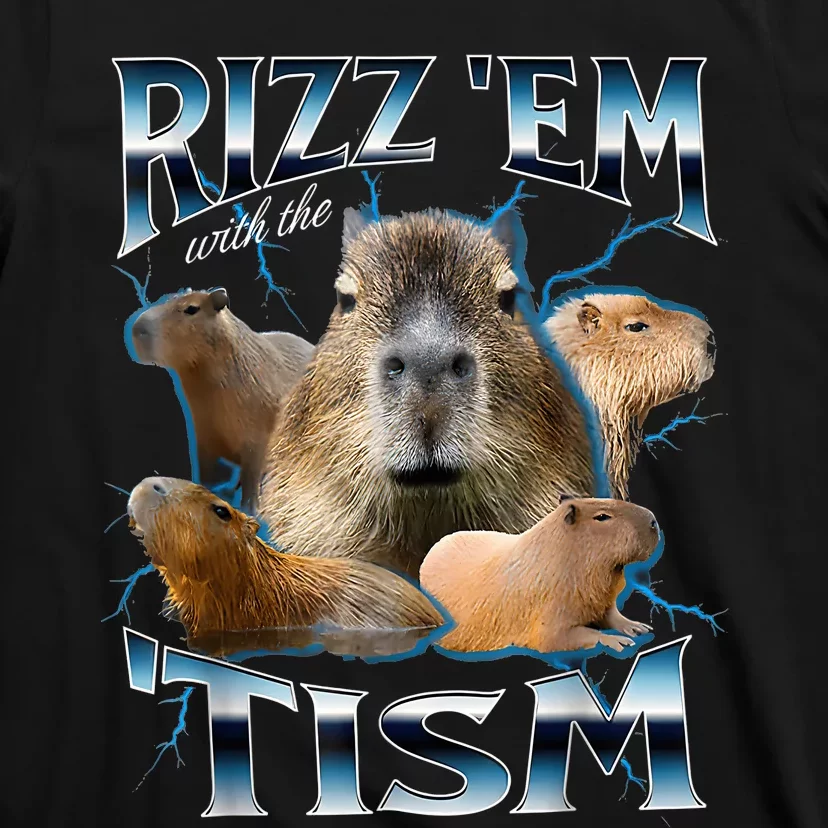 Rizz Em With The Tism Capybara Funny Oddly Dank Meme T-Shirt