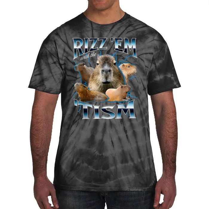 Rizz Em With The Tism Capybara Funny Oddly Dank Meme Tie-Dye T-Shirt