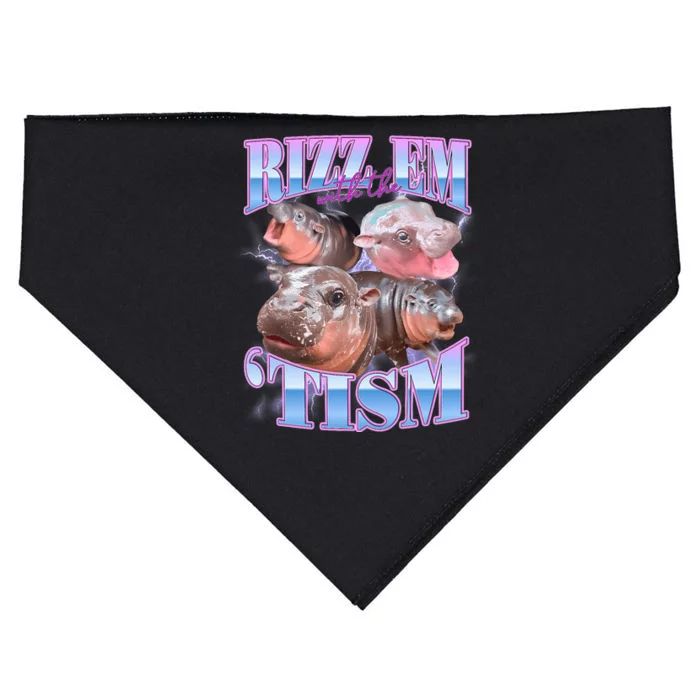 Rizz Em With The Tism Meme Moo Deng USA-Made Doggie Bandana