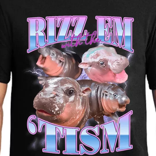 Rizz Em With The Tism Meme Moo Deng Pajama Set