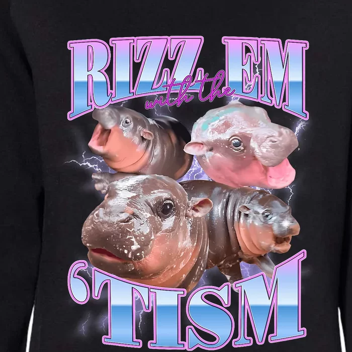 Rizz Em With The Tism Meme Moo Deng Womens California Wash Sweatshirt