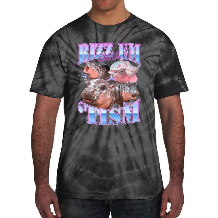 Rizz Em With The Tism Meme Moo Deng Tie-Dye T-Shirt