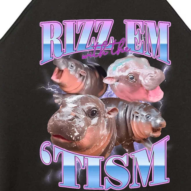 Rizz Em With The Tism Meme Moo Deng Women’s Perfect Tri Rocker Tank