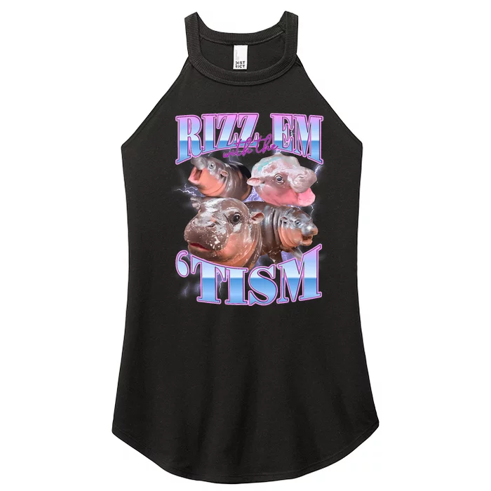 Rizz Em With The Tism Meme Moo Deng Women’s Perfect Tri Rocker Tank