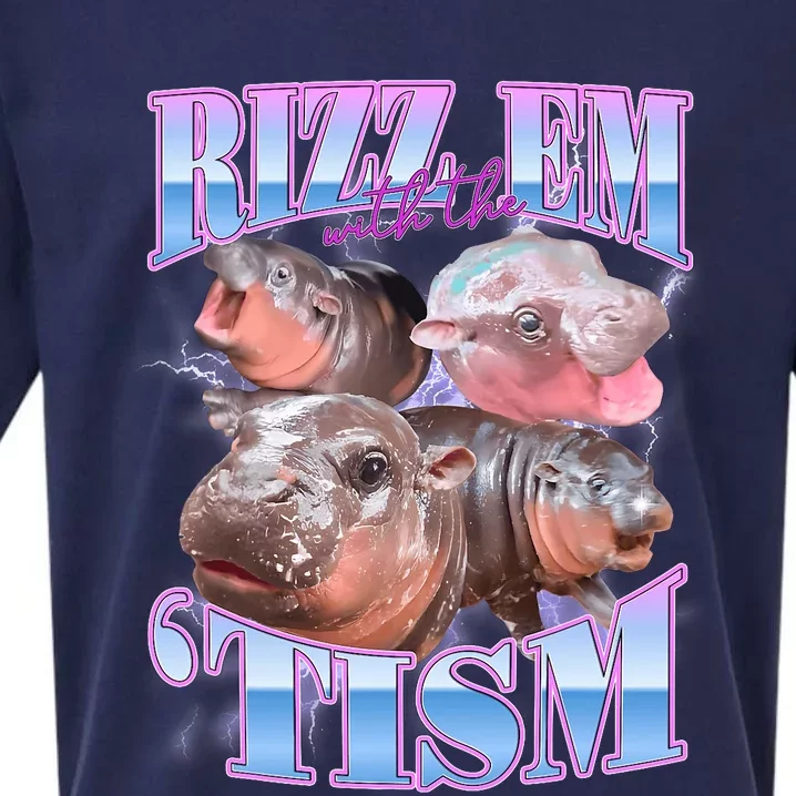 Rizz Em With The Tism Meme Moo Deng Sueded Cloud Jersey T-Shirt