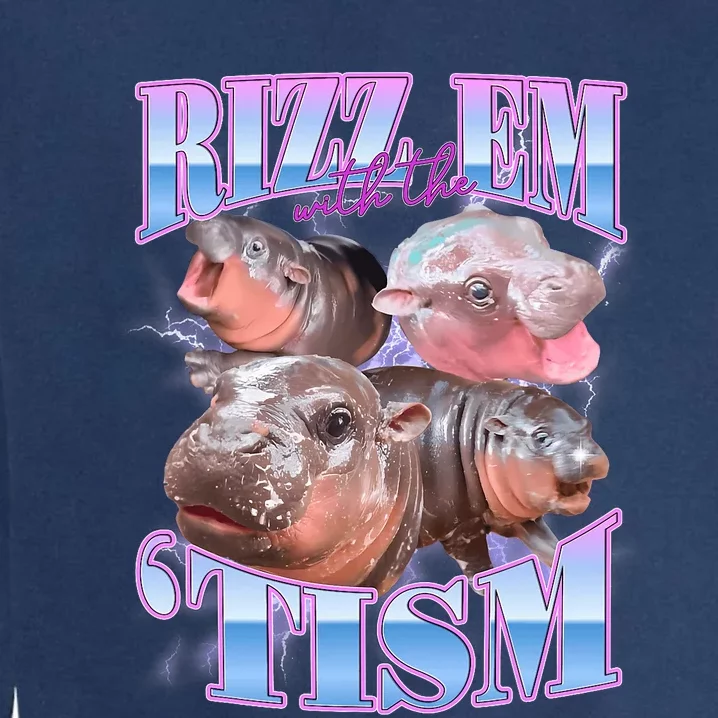 Rizz Em With The Tism Meme Moo Deng Garment-Dyed Sweatshirt