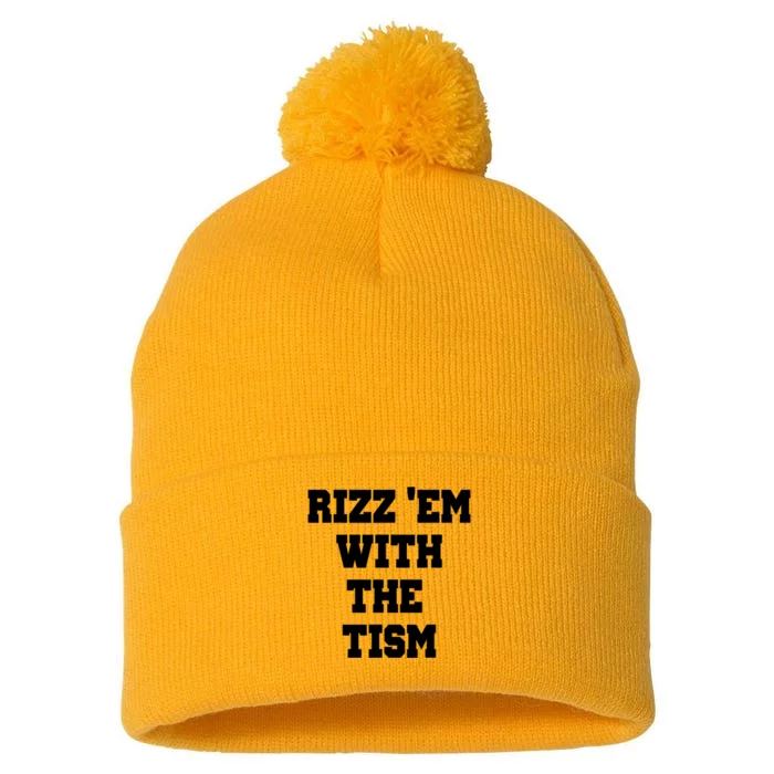 Rizz Em With The Tism Pom Pom 12in Knit Beanie