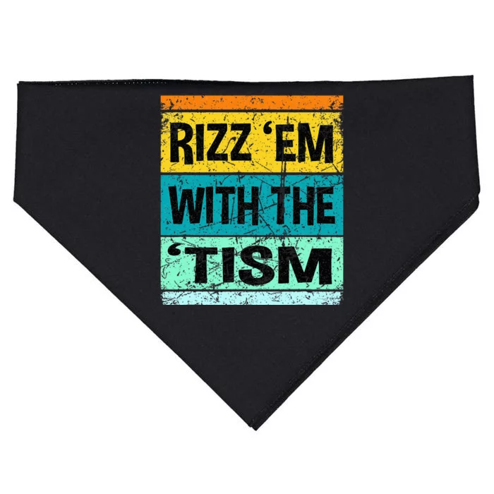 Rizz Em With The Tism Funny Autism USA-Made Doggie Bandana