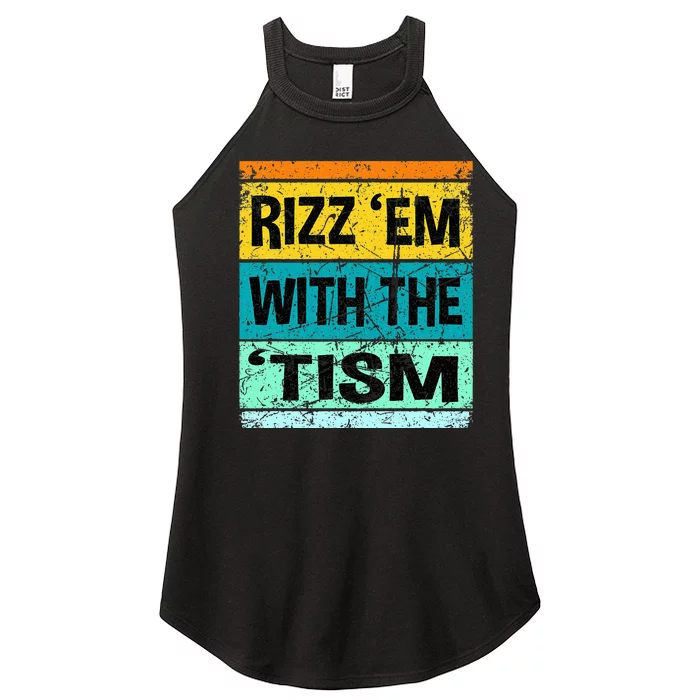 Rizz Em With The Tism Funny Autism Women’s Perfect Tri Rocker Tank