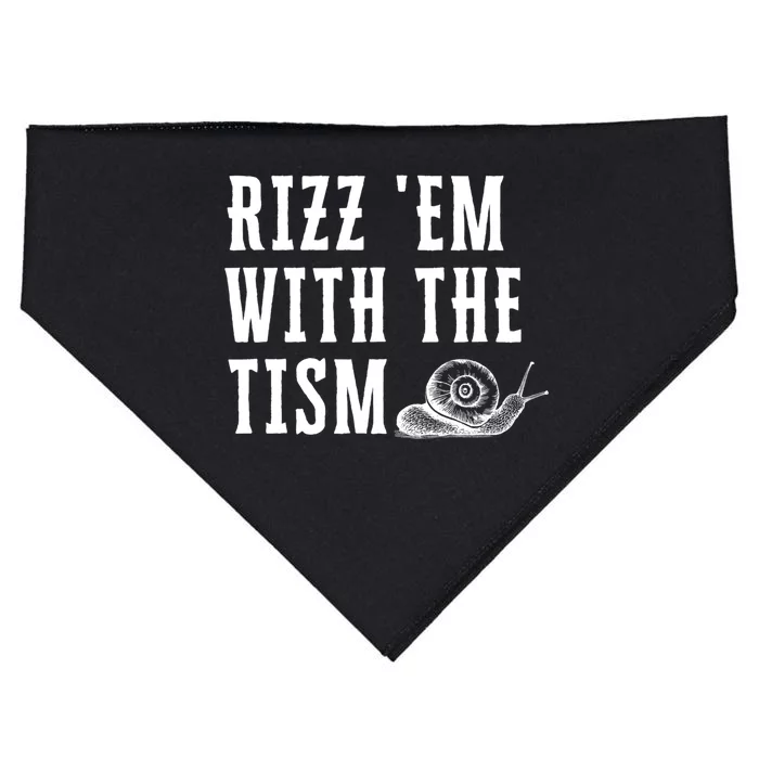 Rizz Em With The Tism Funny Autism Perfect Awareness Gift USA-Made Doggie Bandana