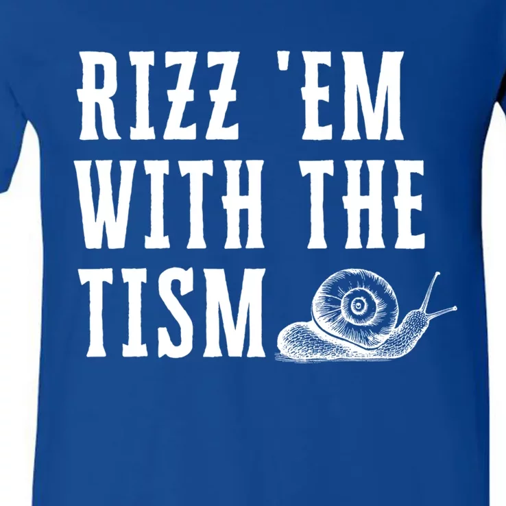 Rizz Em With The Tism Funny Autism Perfect Awareness Gift V-Neck T-Shirt