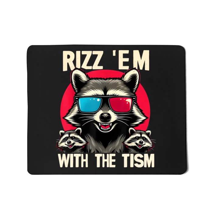 Rizz Em With The Tism Retro Vintage Raccoon Meme Mousepad