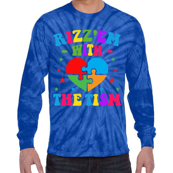 Rizz Em With The Tism Funny Autistic Meme Autism Awareness Gift Tie-Dye Long Sleeve Shirt