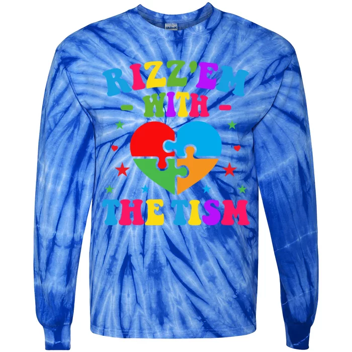 Rizz Em With The Tism Funny Autistic Meme Autism Awareness Gift Tie-Dye Long Sleeve Shirt