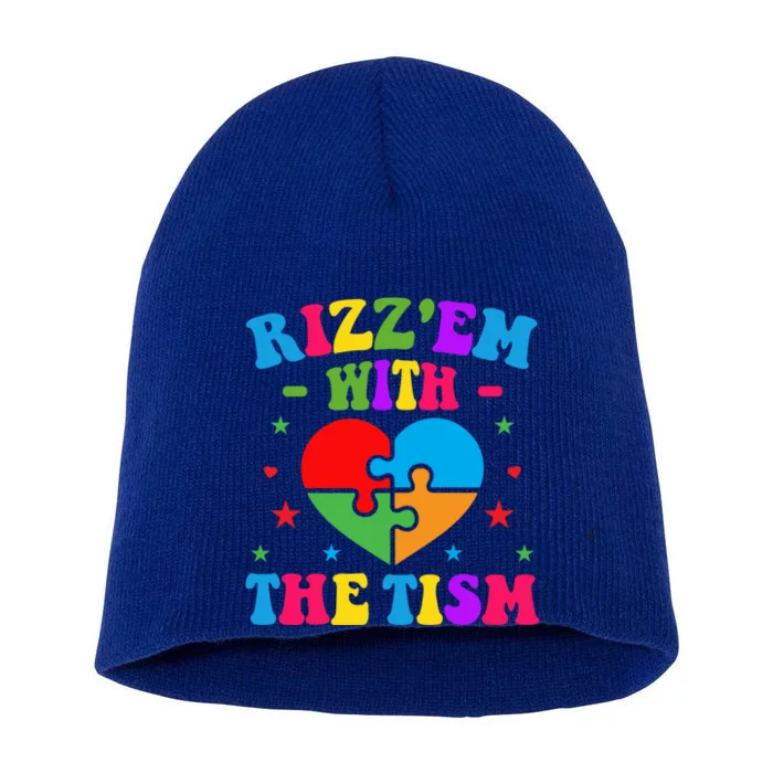 Rizz Em With The Tism Funny Autistic Meme Autism Awareness Gift Short Acrylic Beanie