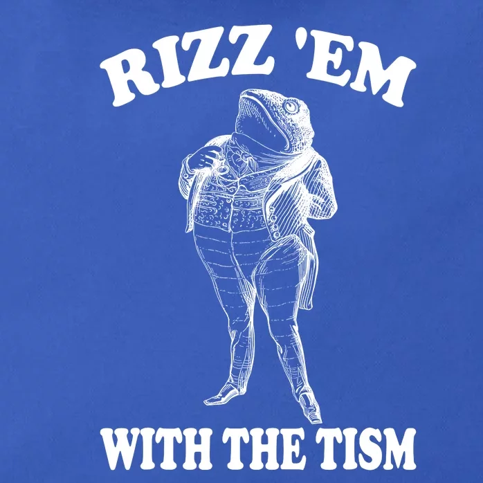 Rizz Em With The Tism Funny Meme Frog Zip Tote Bag