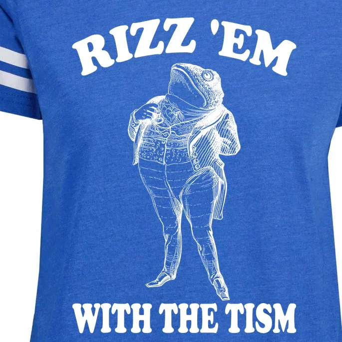 Rizz Em With The Tism Funny Meme Frog Enza Ladies Jersey Football T-Shirt