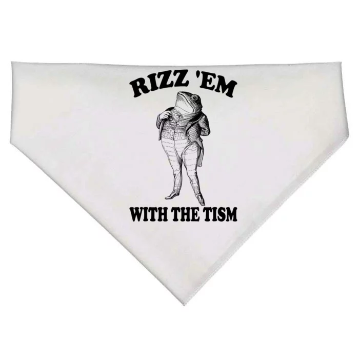 Rizz Em With The Tism Funny Meme Frog USA-Made Doggie Bandana