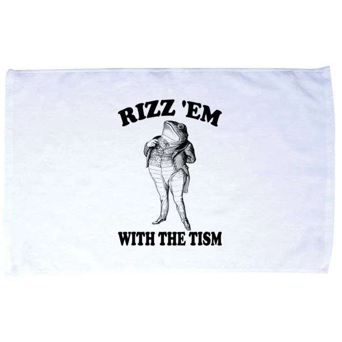 Rizz Em With The Tism Funny Meme Frog Microfiber Hand Towel