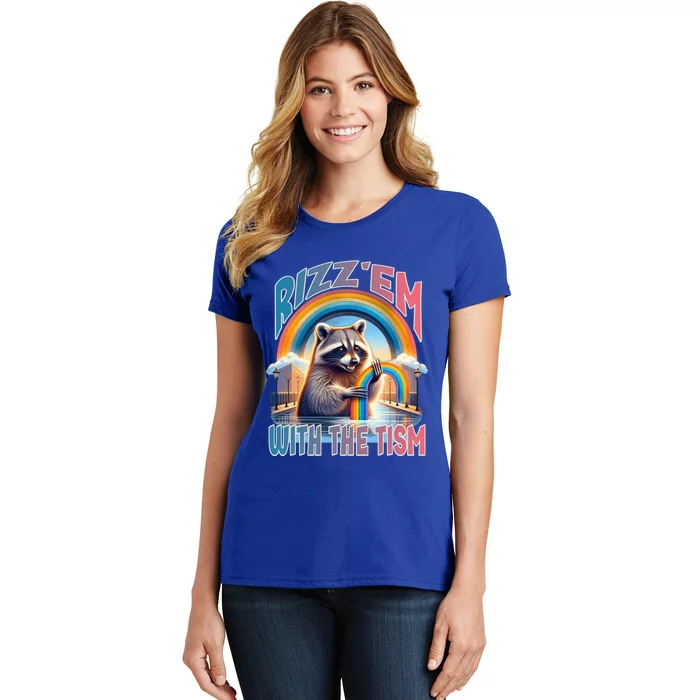 Rizz Em With The Tism Raccoon Autism Awareness Funny Raccoon Gift Women's T-Shirt