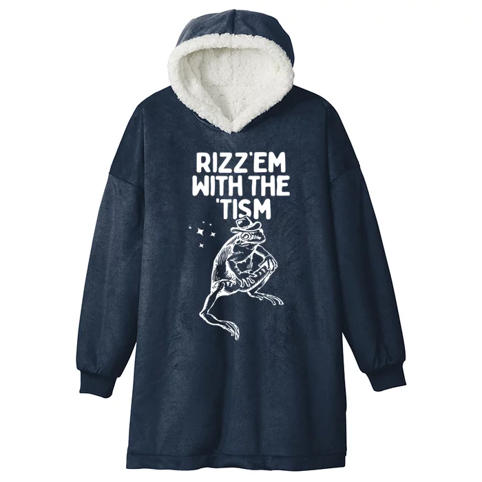 Rizz Em With The Tism Funny Autism Awareness Gift Hooded Wearable Blanket