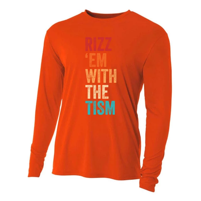 Rizz Em With The Tism Funny Autism Awareness Autistic Quote Cute Gift Cooling Performance Long Sleeve Crew