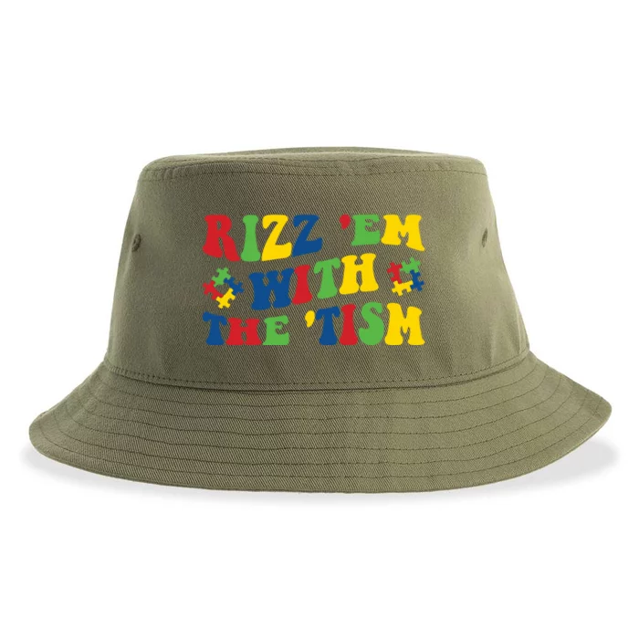 Rizz Em With The Tism Funny Autism Awareness Statet Gift Sustainable Bucket Hat