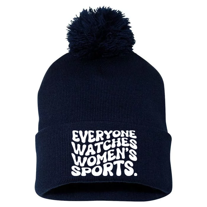 Retro Everyone Watches WomenS Sports Pom Pom 12in Knit Beanie