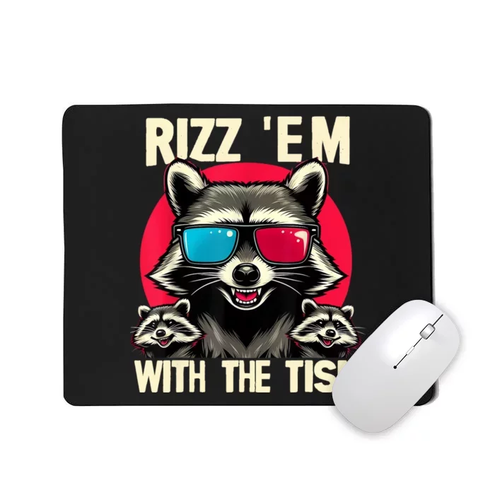 Rizz Em With The Tism Retro Vintage Raccoon Meme Mousepad