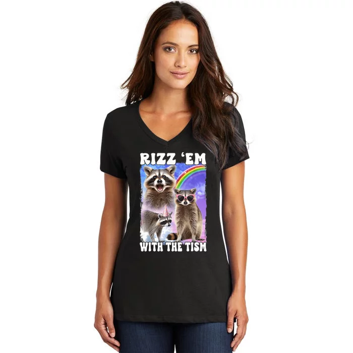 Rizz Em With The Tism Rizzler Ohio Rizz Women's V-Neck T-Shirt