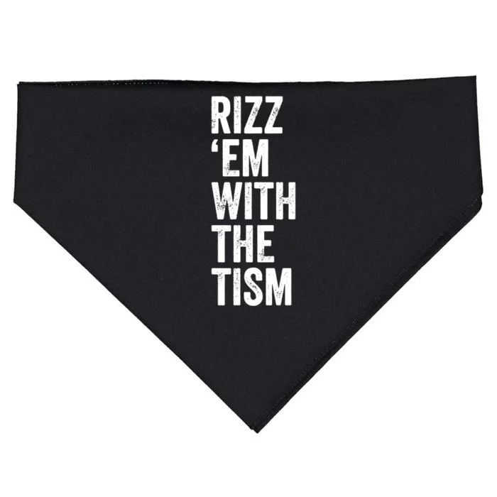 Rizz Em With The Tism Autism Awareness Funny Quote USA-Made Doggie Bandana