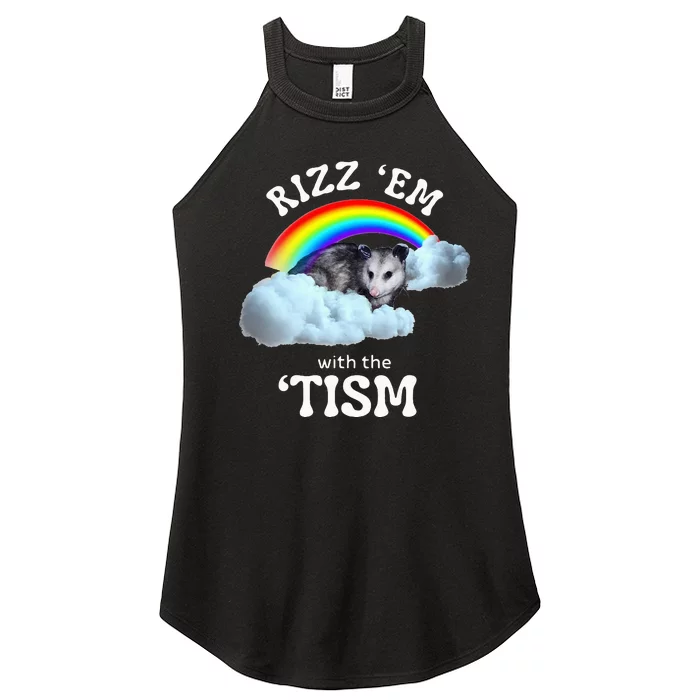 Rizz Em With The Tism Meme Autistic Opossum Women’s Perfect Tri Rocker Tank