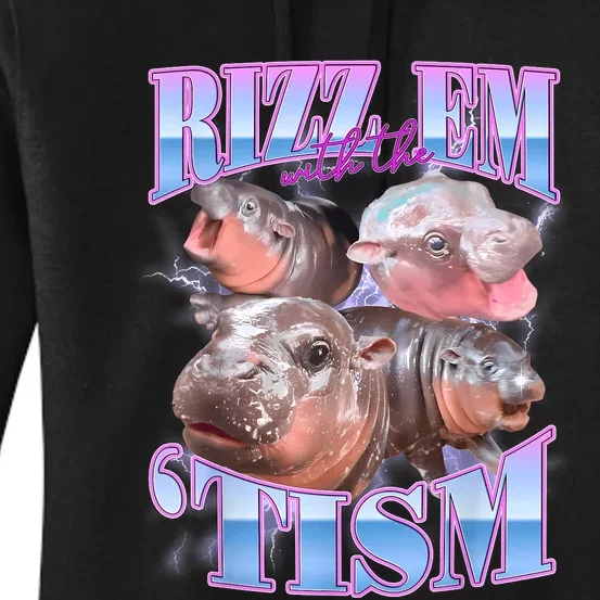 Rizz Em With The Tism Meme Moo Deng Women's Pullover Hoodie