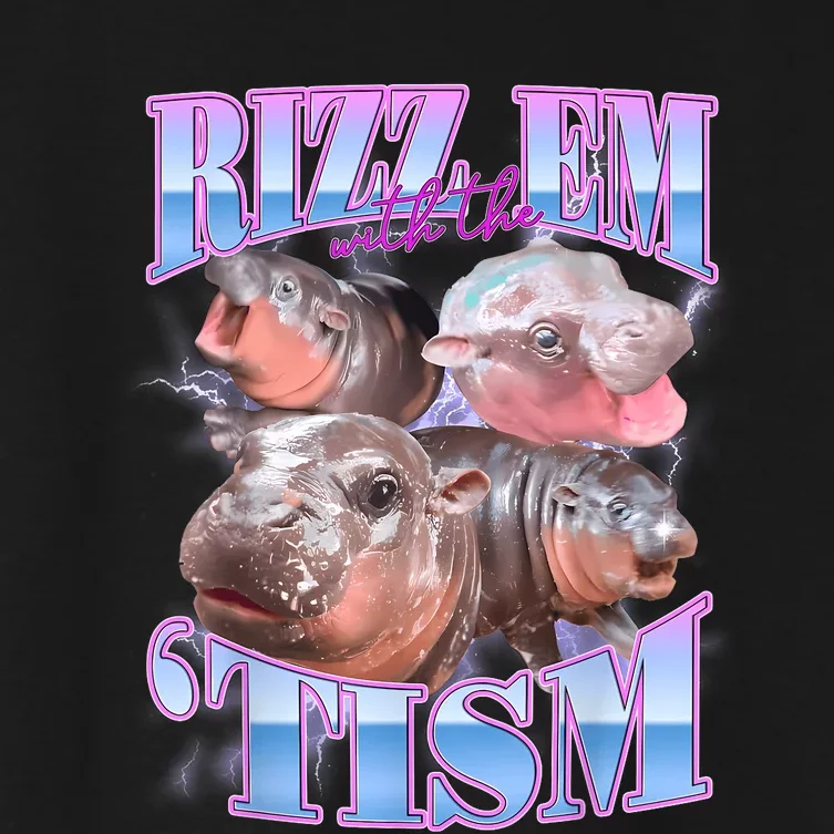 Rizz Em With The Tism Meme Moo Deng Women's Crop Top Tee