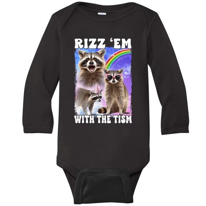 Rizz Em With The Tism Rizzler Ohio Rizz Baby Long Sleeve Bodysuit