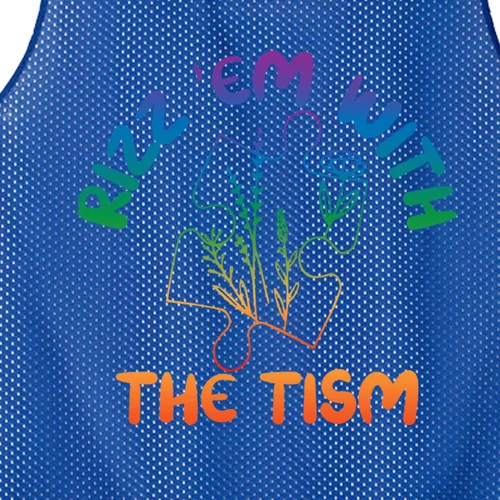 Rizz Em With The Tism Funny Autism Awareness Autistic Quote Cool Gift Mesh Reversible Basketball Jersey Tank