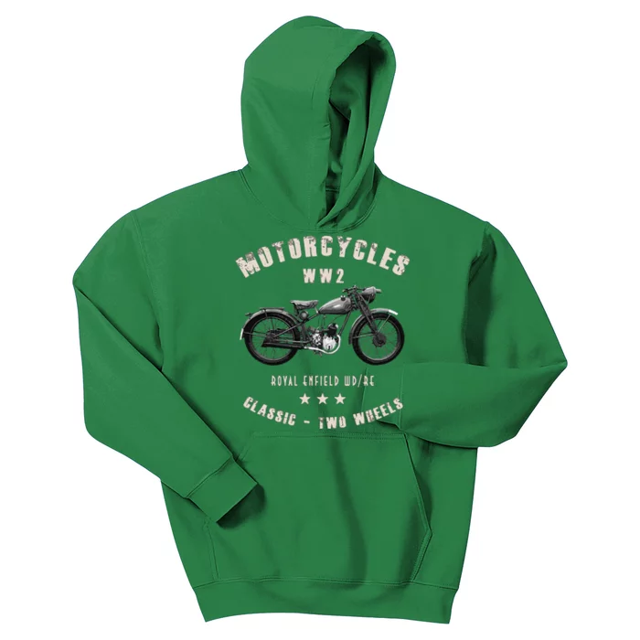 Royal Enfield Wdre Classic Motorcycle Ww2 Kids Hoodie