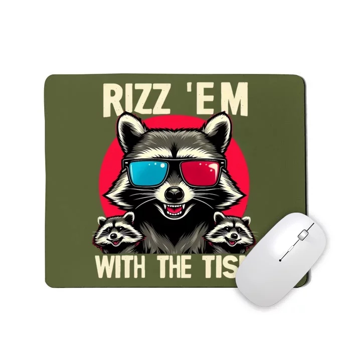 Rizz Em With The Tism Retro Vintage Raccoon Meme Mousepad